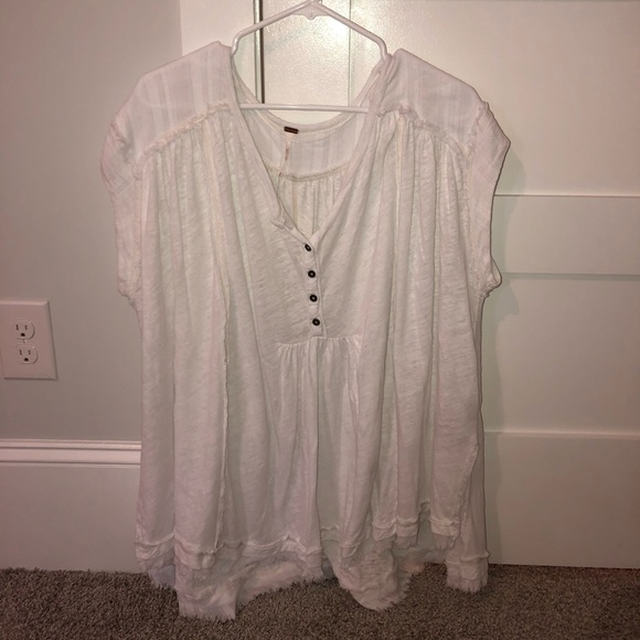 Free People Tops - Free People Aster High-Low Henley Top (White)